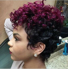 Short Pixie Cuts Hair Curly Purple Red BlackWigs Cosplay Party for Black Women 17 product r