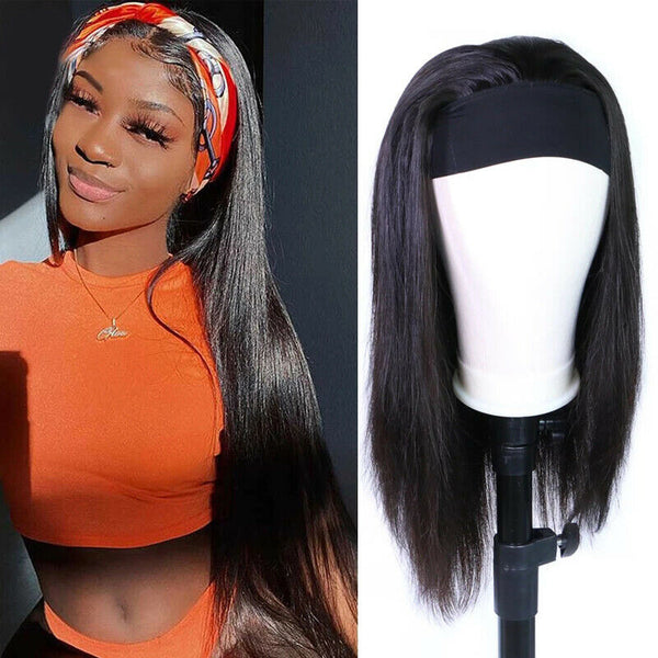 Soft Straight Headband Wig Synthetic No Lace Wig Black Long Wig for Black Women