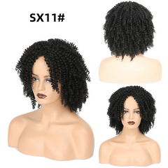 Black Blonde Ombre Afro Kinky Curly Wig Short Synthetic Hair Full Curly Wigs for Black Women