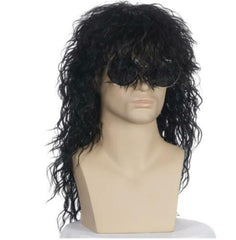 Pop Long Curly Wave Black Blonde Wig Synthetic Cosplay Xmas Gift for Men Women