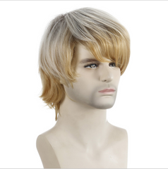 New Man Wig Short Wig Men Male Daily Wear Hair Full Wig Light Gold Wigs