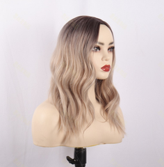 Dark Root Ombre Natural Top Synthetic Wavy Wigs For Womans Casual Use Daily Wear