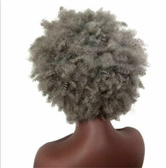 Short Afro Kinky Curly Grey Wigs Natural Looking Soft Synthetic for Black Women