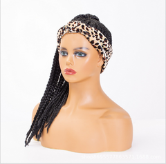 Braided Headband Wigs Afro Hair Band for Black Women Box Hand-Braided Wrap Wig