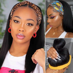 Soft Straight Headband Wig Synthetic No Lace Wig Black Long Wig for Black Women