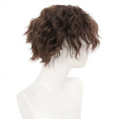 Unisex Short Water Wavy Curly Lolita Cosplay Wigs Brown Fluffy Cute Daily Party