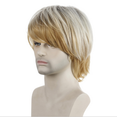 New Man Wig Short Wig Men Male Daily Wear Hair Full Wig Light Gold Wigs