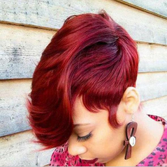 Short Pixie Cut Wigs Red Synthetic Wigs Elegant Retro Natural Looking Wigs