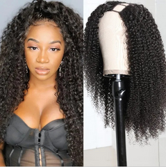 U Part Kinky Synthetic Wig Afro Kinky Curly Wigs for Black Women 18 inch Heat Resistant