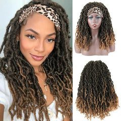 Long Synthetic Headband Wig With Curly Crochet Braided Hair Black Women