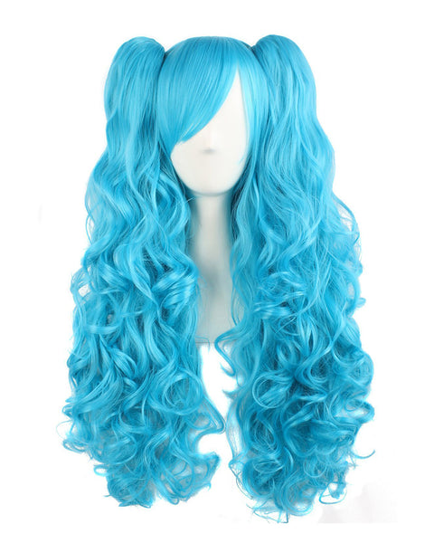 Synthetic Wave Wig 28inch Lolita Long Curly Clip On Ponytails Cosplay Wig White Color