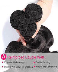 Remy Brazilian Human Hair Bundles Weaves with 4x4 Lace Closure Body Wave Natural Color