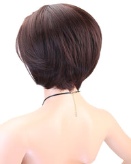 Synthetic Hair Women's Short Bob Wig With Hair Bangs Heat Resistant Mix Dark Brown