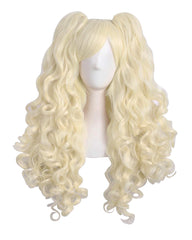 Synthetic Wave Wig 28inch Lolita Long Curly Clip On Ponytails Cosplay Wig White Color